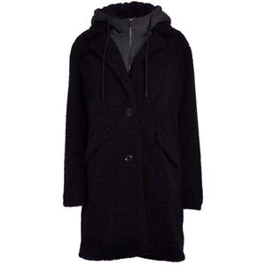Steve Madden teddy coat with removable hood black